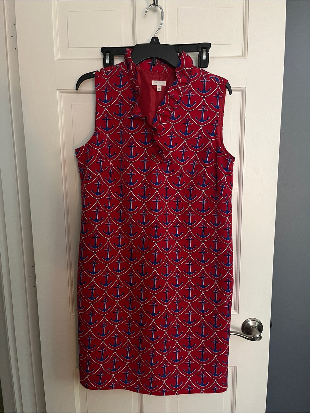 Talbots Red Nautical Anchor-Print Sleeveless Shift Dress